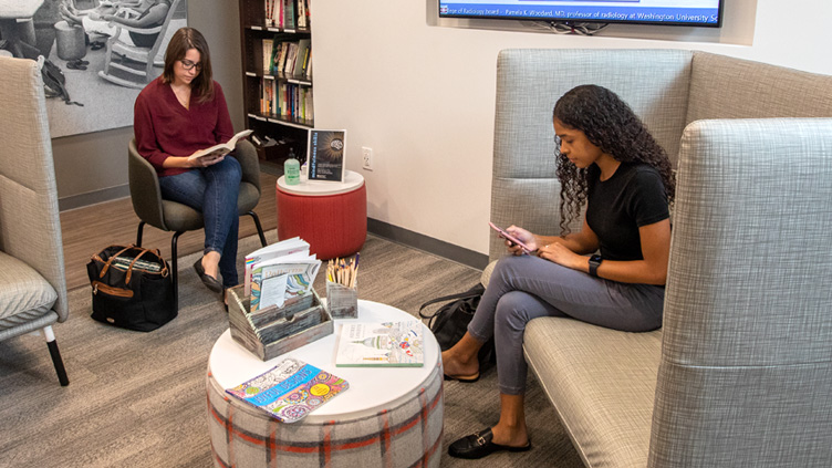 Students in Health Services lobby